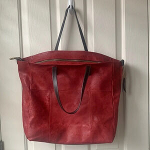 Tuscany Leather felted red tote Bag Made in Italy